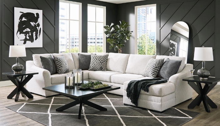 A modern living room with contemporary furniture