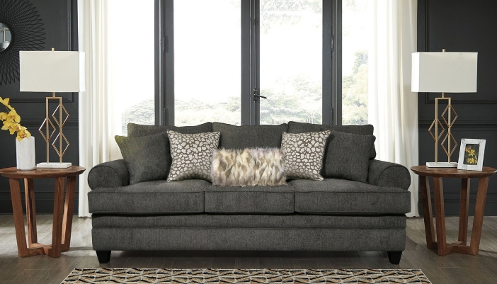 dark grey sofa in living room