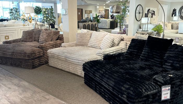 comfy sofa chairs in showroom