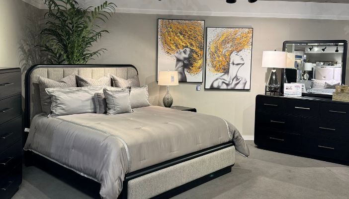 bedroom set in showroom