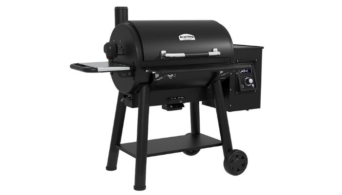 A close up of a gas grill on a white background.