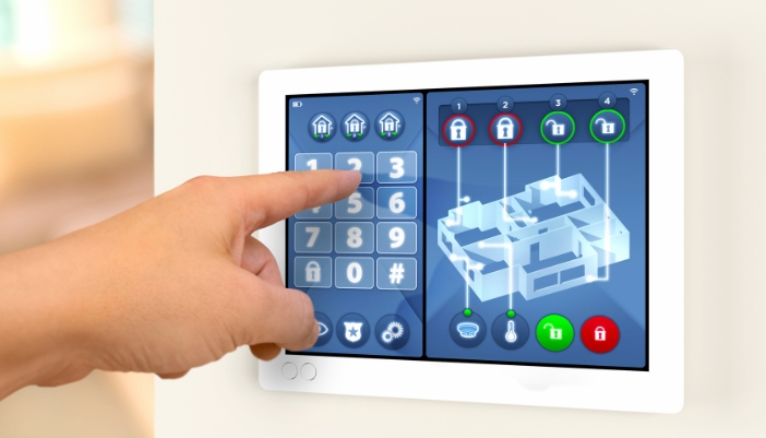 A control panel showing the different levels of the house