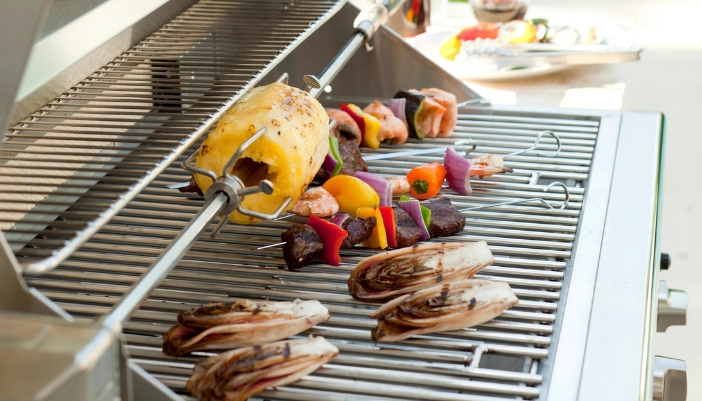 An S-series Grill with Rotisserie Feature