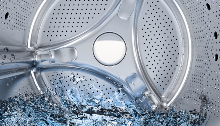 A washer drum using less water