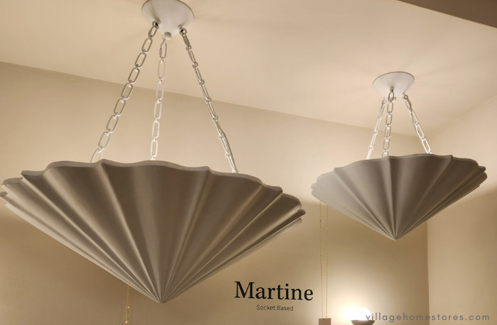 hanging uplights with folded pleated shade shape