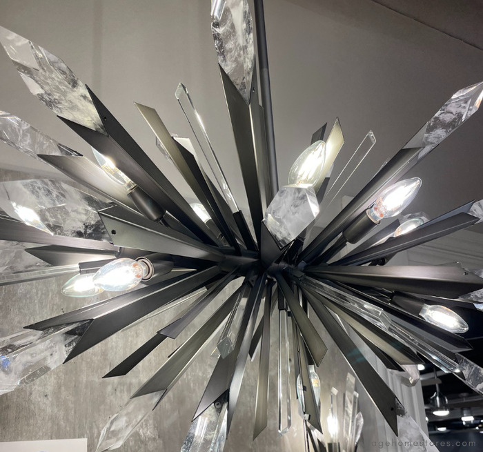 pewter metal and crystal look frozen ice light fixture.