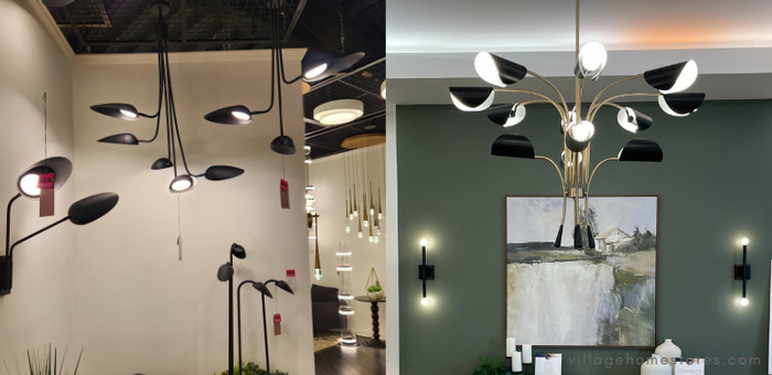 black bended visor shaped lighting shades