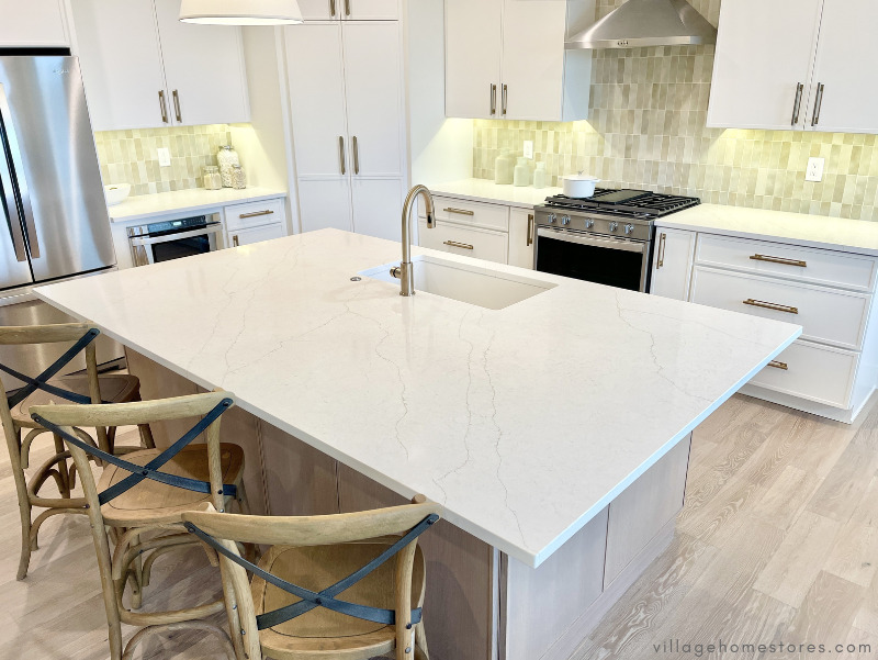 large kitchen island with seating and sink