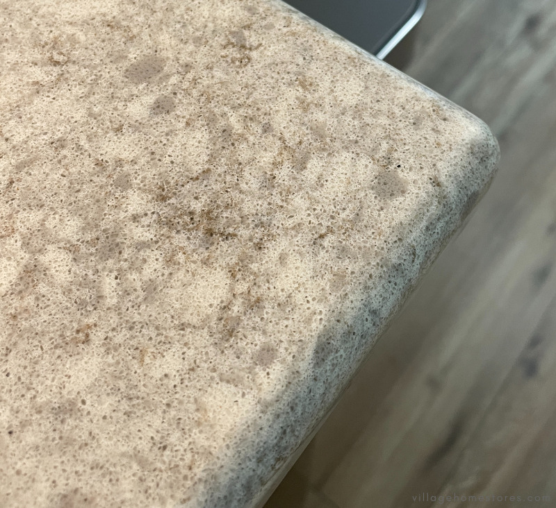corner of kitchen countertop in msi Gray Lagoon quartz