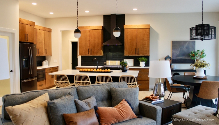 open concept kitchen design by Village Home Stores for Aspen Homes of the Quad Cities