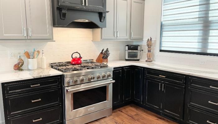 black and gray kitchen