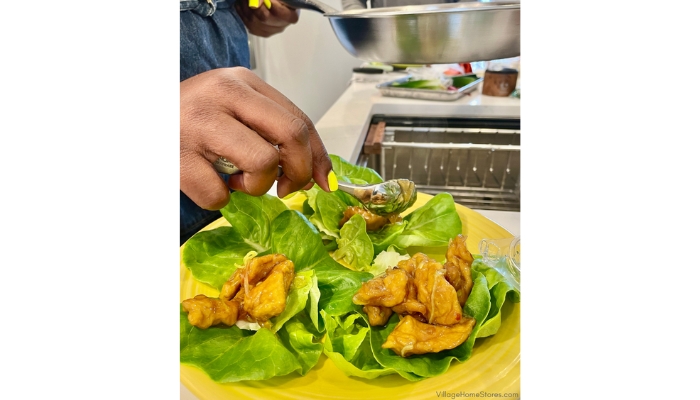 colorful plate of tofu lettuce wraps