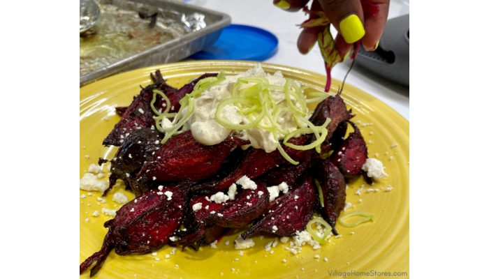 bright colorful plate of roasted beets