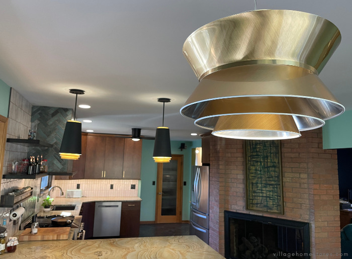 mcm midcentury modern kitchen lighting fixtures in brushed brass and matte black