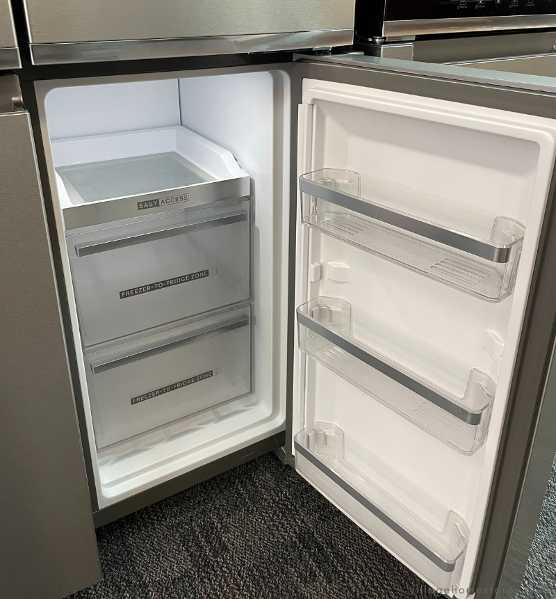bottom right door shown open for fridge to freezer flex space on WRQC7836RZ