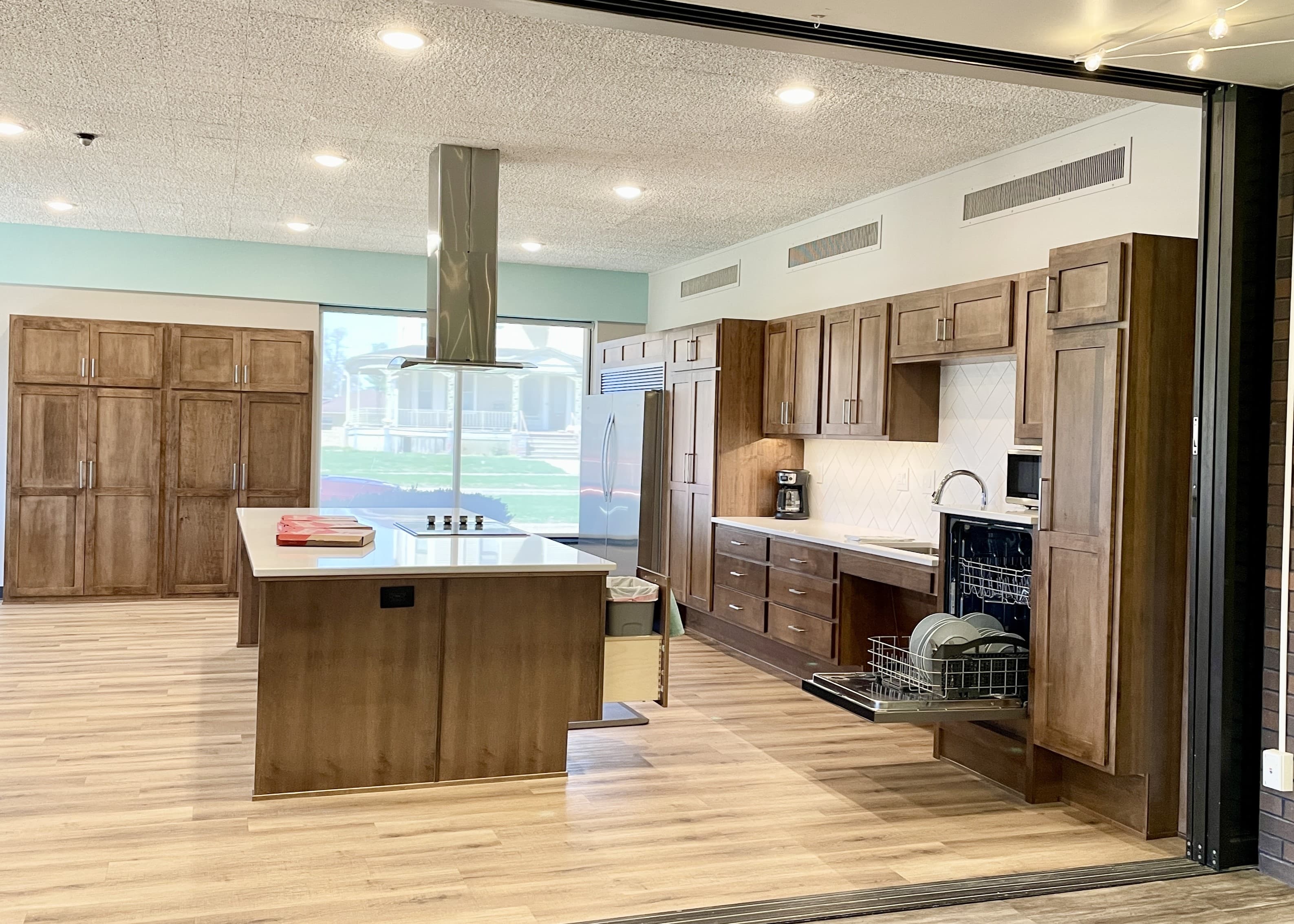 the vic building in Geneseo Illinois with new kitchenette for Inspire Continuing Care. Kitchen by Village Home Stores