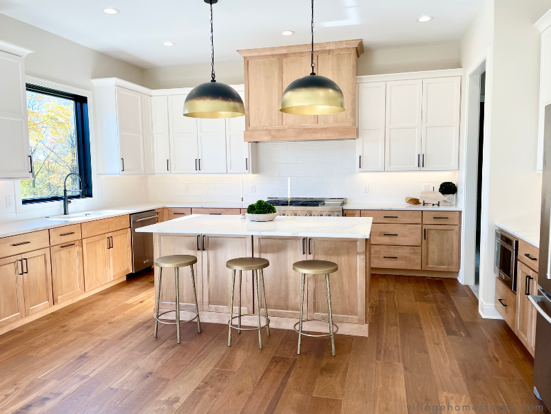 : village home stores maple pecan kitchen with island