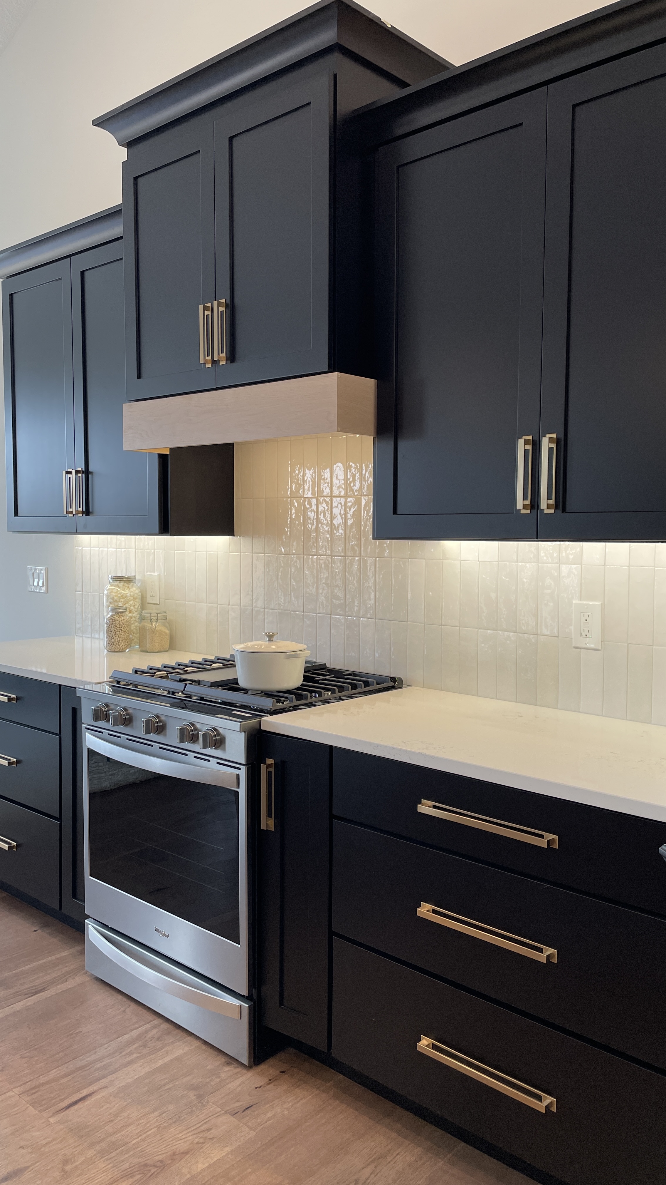 savannah maple black painted Koch cabinets in kitchen design village home stores