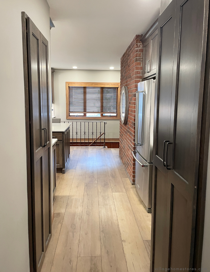 hallway closets converted to match kitchen with pantry cabinet fronts