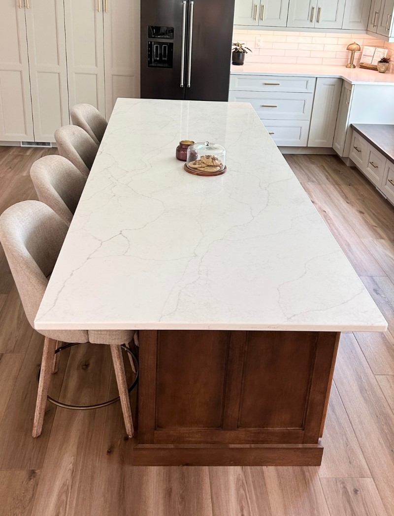kitchen island countertop with barstool seating