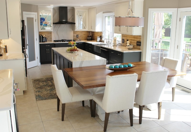 kitchen island with lower dining height