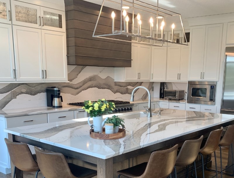 kitchen island design with seating on two ends