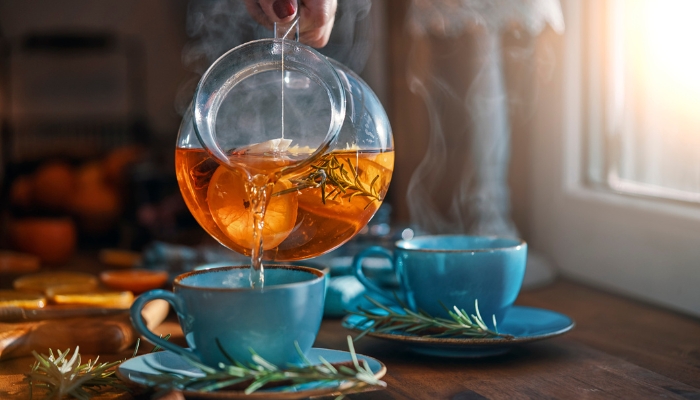 Hot tea being poured