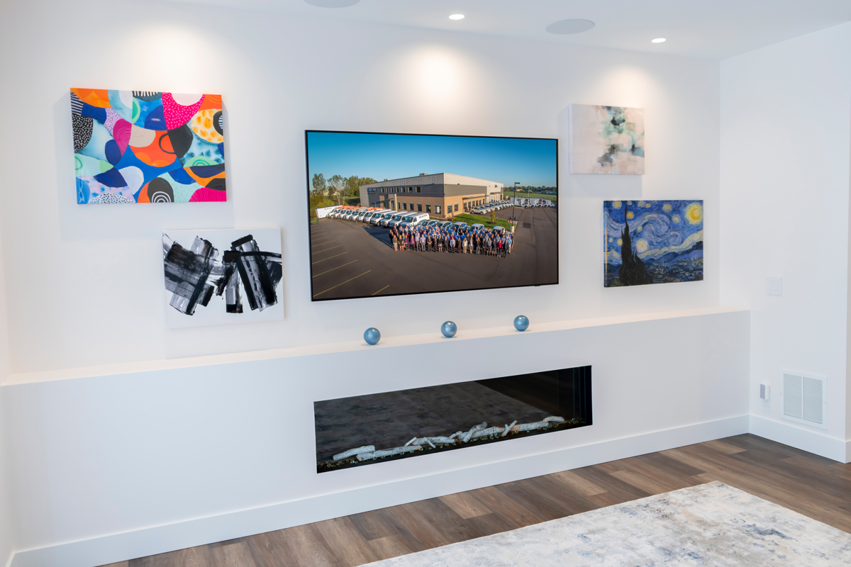 A gallery wall with the Samsung Frame featured.