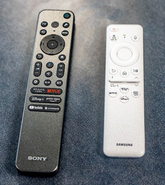Side-by-side comparison of remote options for featured TVs. 