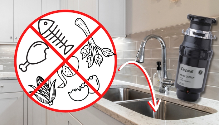 An infographic of what not to put down your kitchen garbage disposal.