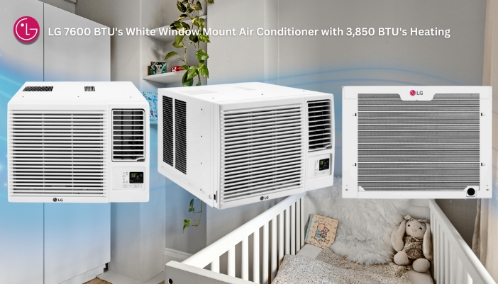 Infographic of LG window air conditioning unit options.