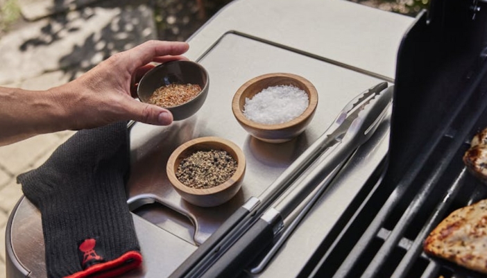 seasonings on outdoor grill