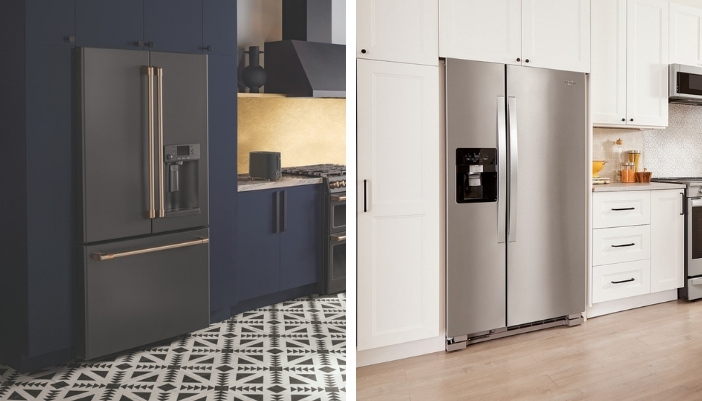 A side-by-side feature of both a side-by-side fridge and a French-door refrigerator