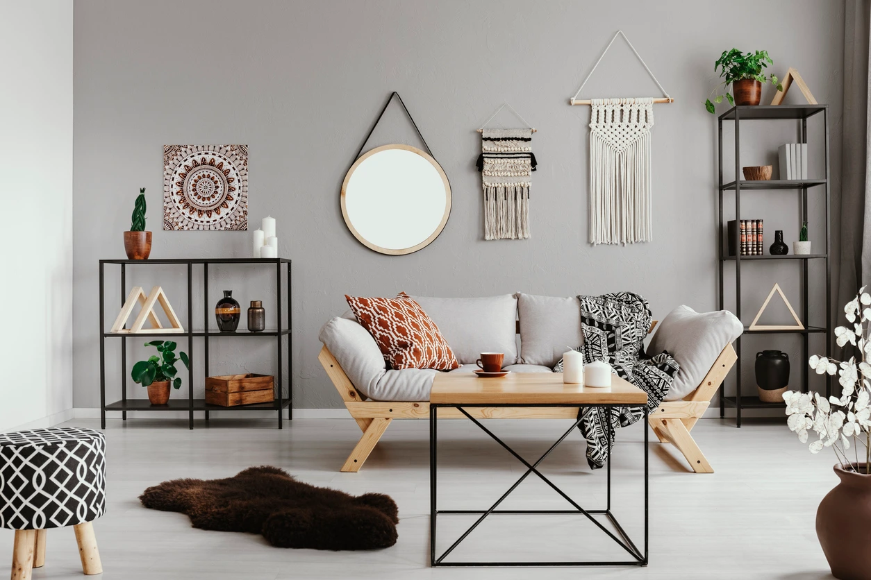 Metal frame furniture in a modern living room