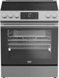 Front view of the Beko SLER30524SS range 