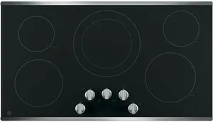 Overhead view of the GE JP3036SLSS cooktop 