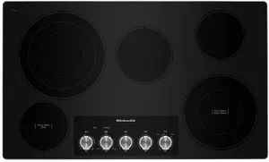 Overhead view of the KitchenAid KCES556HSS cooktop 
