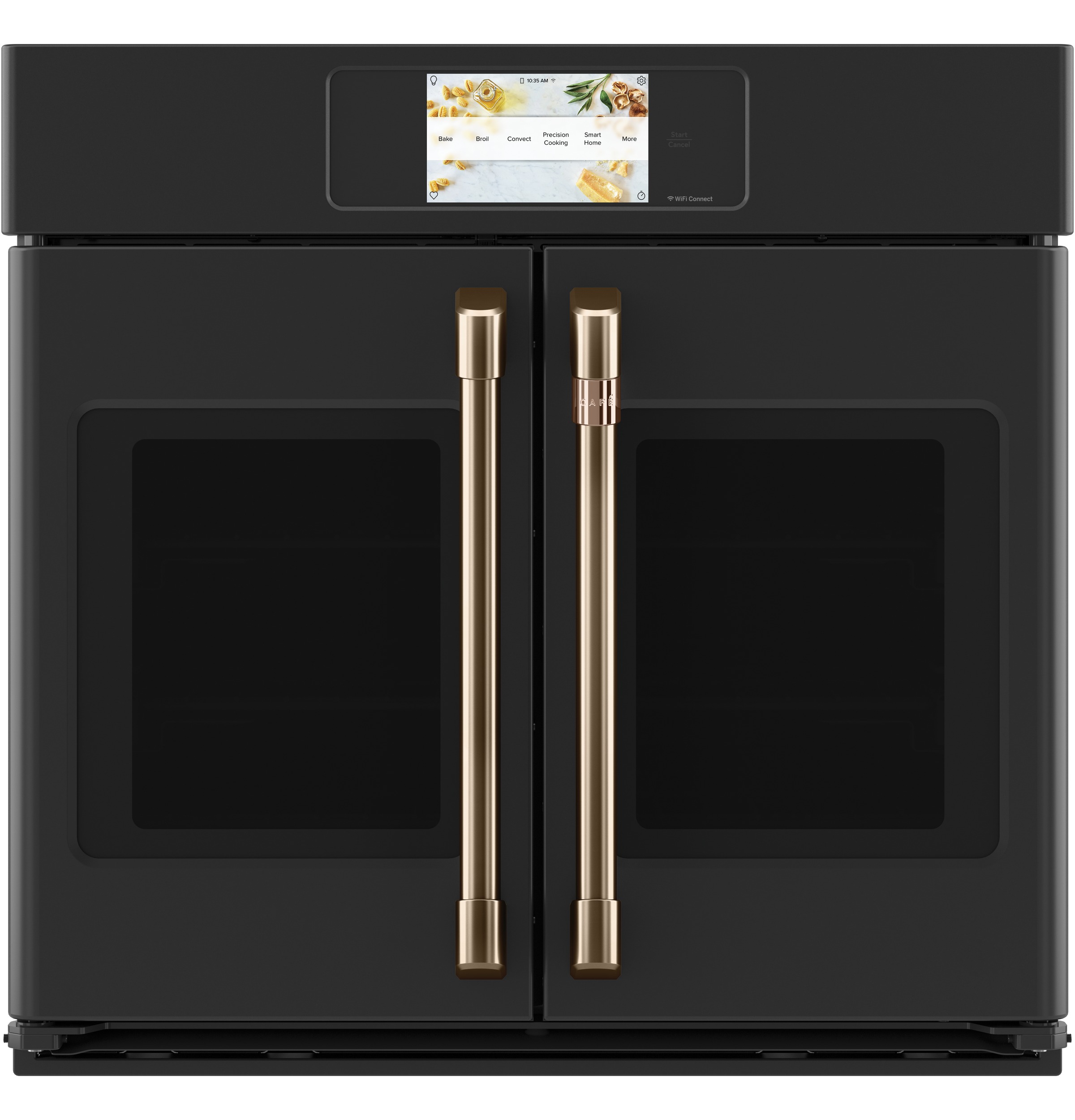 cafe french door oven with brushed bronze handles