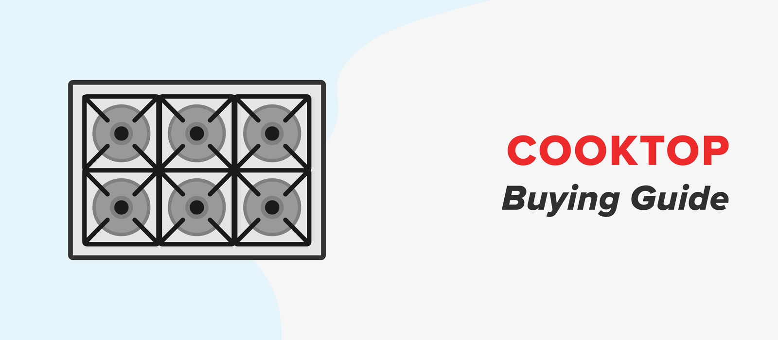 Graphic of gas cooktop with descriptive text 