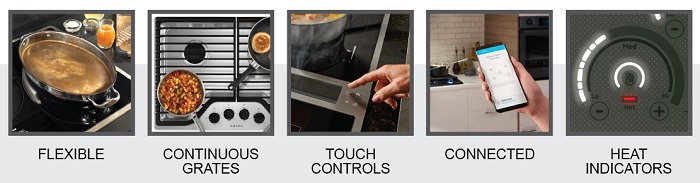 Wide panorama of features found on cooktops