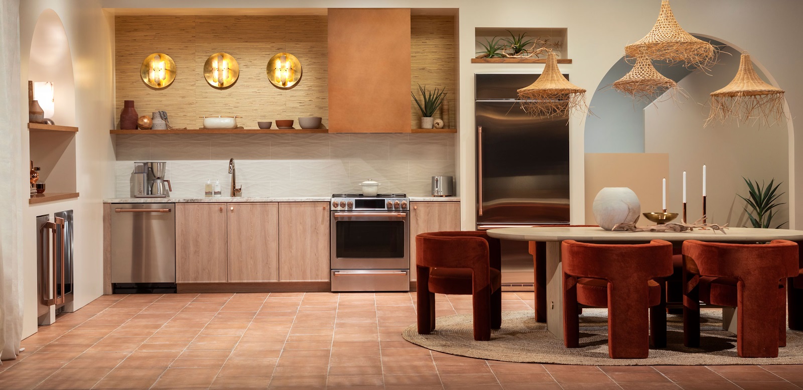 desert daydream kitchen vignette with café kitchen appliances at kbis virtual experience