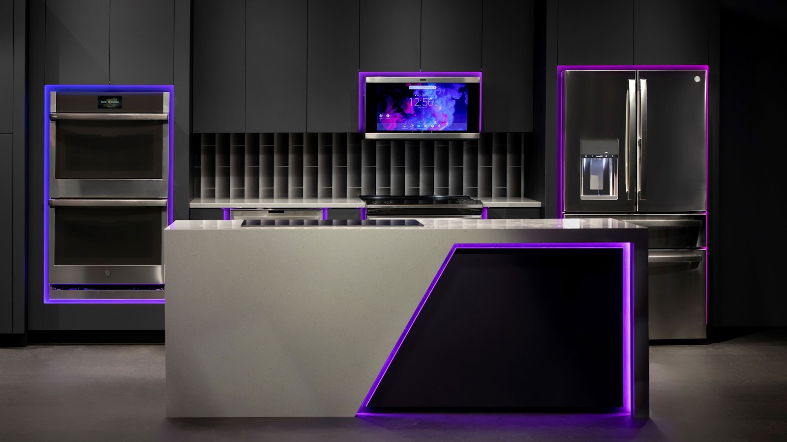 techtopia kitchen vignette with ge profile kitchen appliances at kbis virtual experience