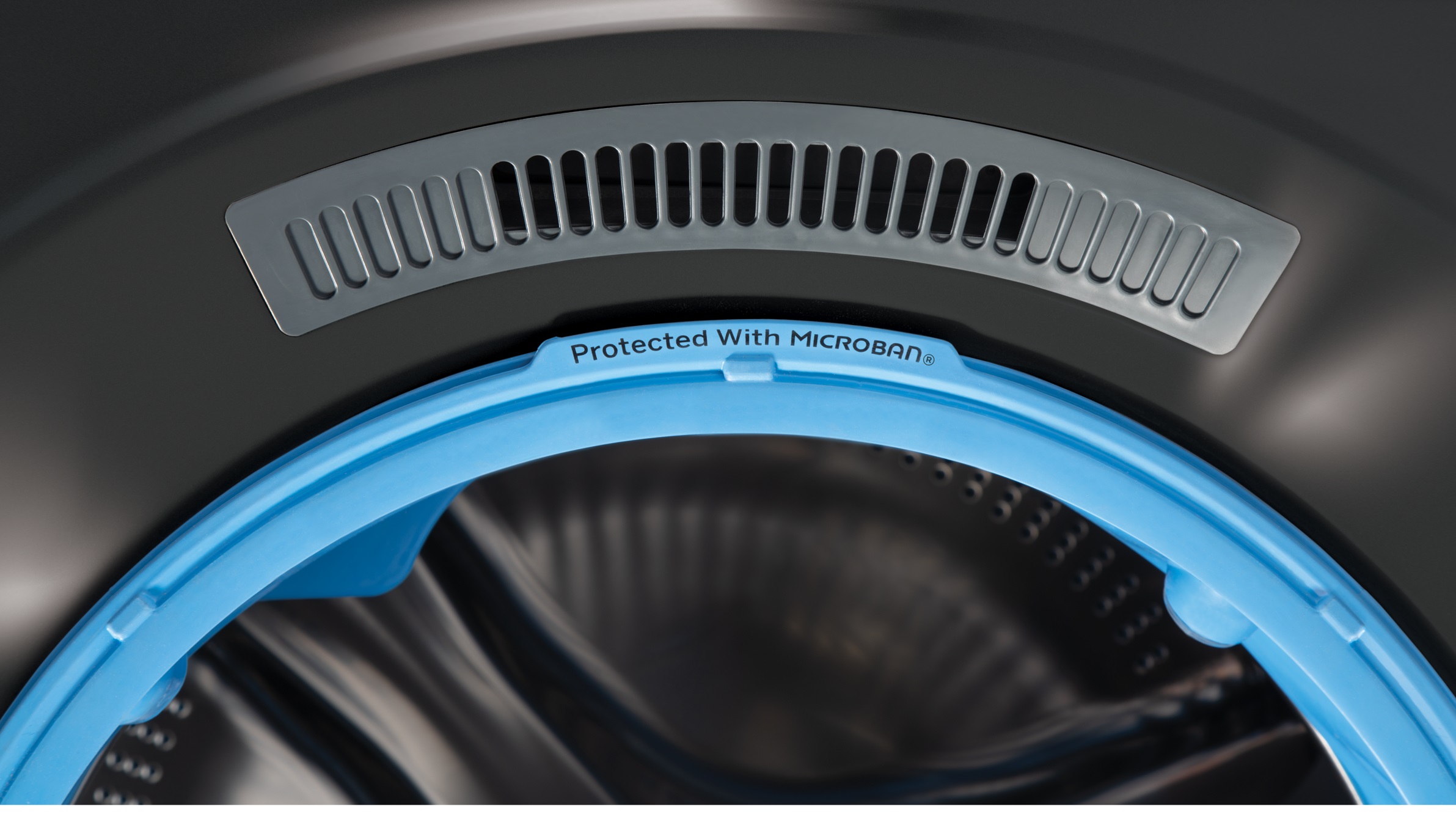 closeup of Microban shown on GE GFW550SPNDG front-load washer