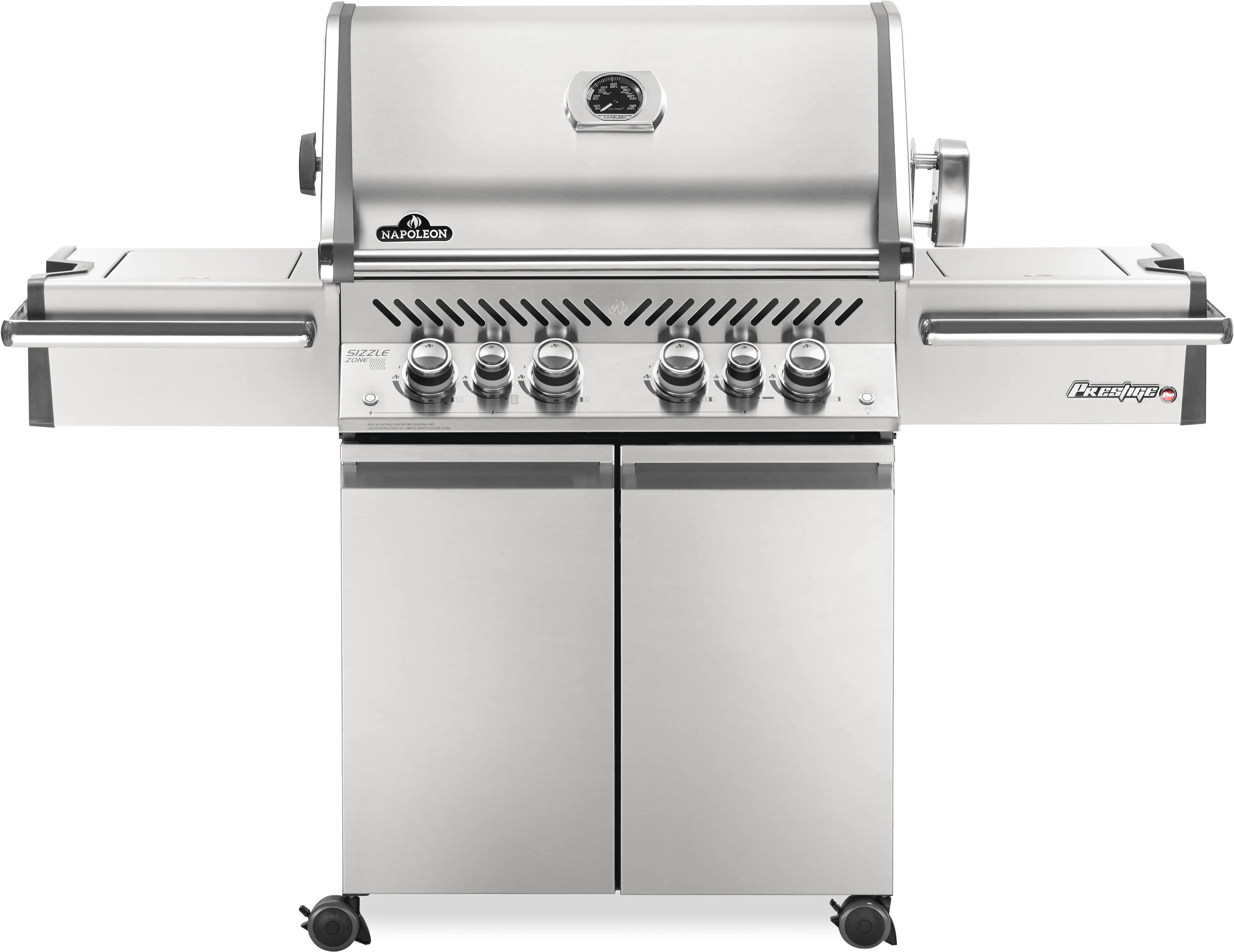 Front view of Napoleon Prestige PRO PRO500RSIBPSS-3 66-½” gas grill 