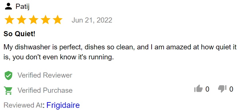 Buyer review of Frigidaire Gallery FGIP2479SF dishwasher 