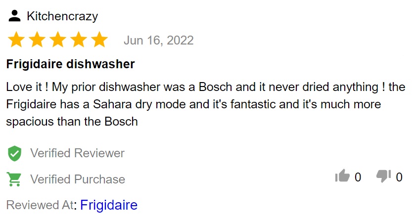 Buyer review of Frigidaire Gallery FGIP2479SF dishwasher 
