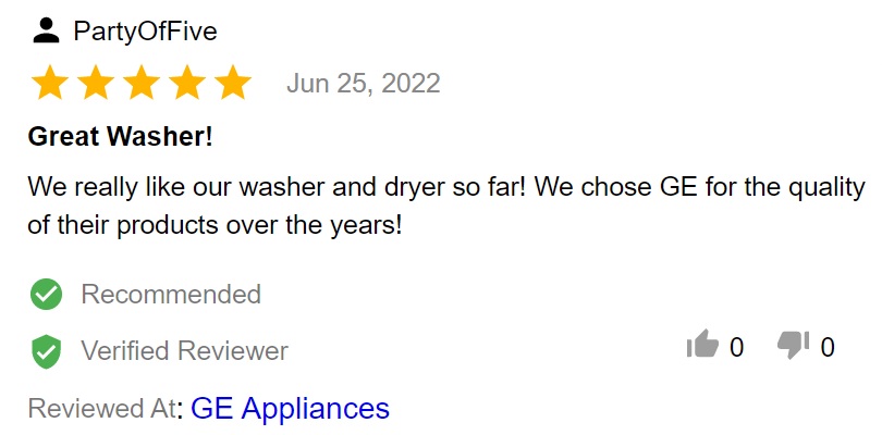 Buyer review of GE Profile PTW605BSRWS top load washer 