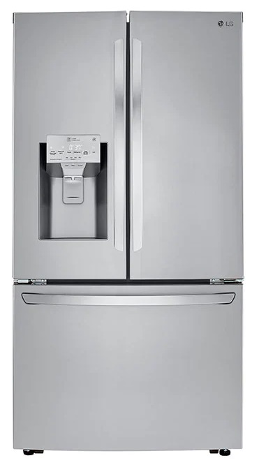 Front view of LG LRFXC2416S French door refrigerator 
