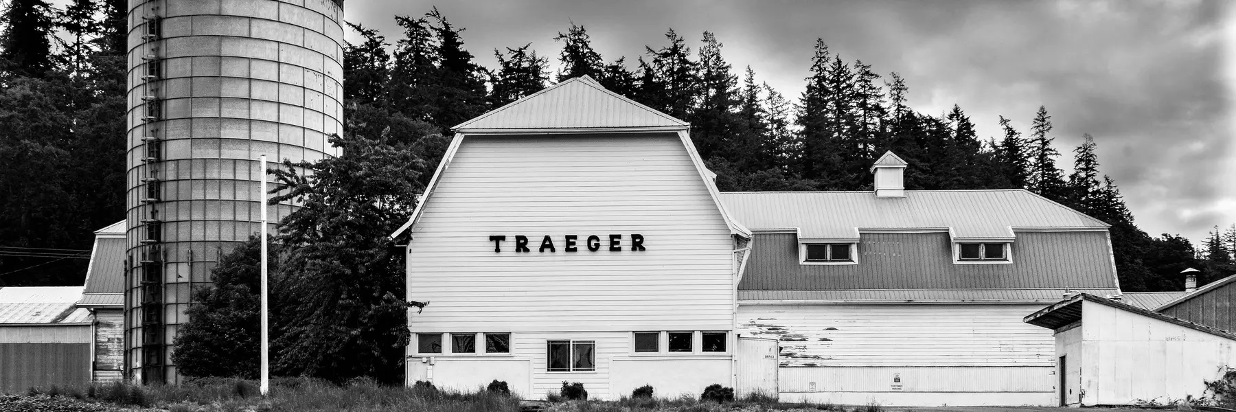 Wide shot of the original Traeger grill factory