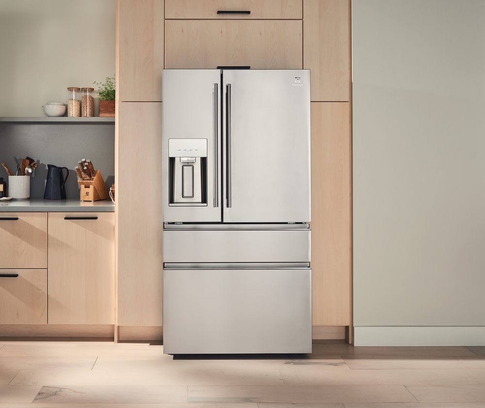 electrolux ERMC2295AS french door refrigerator in modern kitchen